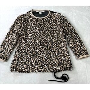 Diane von Furstenberg Kavita Blouse Womens 0‎ Sheerback Sequin Top DVF